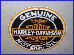 Vintage Harley Davidson Motor Oil 11 1/4 Porcelain Gas & Oil Sign! Motorcycle