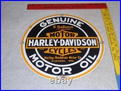 Vintage Harley Davidson Motor Oil 11 1/4 Porcelain Gas & Oil Sign! Motorcycle