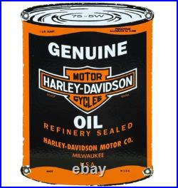 Vintage Harley Davidson Motor Oil Can Porcelain Sign Gasoline Gas Pump Plate