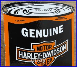 Vintage Harley Davidson Motor Oil Can Porcelain Sign Gasoline Gas Pump Plate