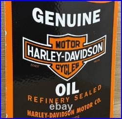 Vintage Harley Davidson Motor Oil Can Porcelain Sign Gasoline Gas Pump Plate