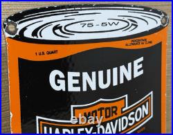 Vintage Harley Davidson Motor Oil Can Porcelain Sign Gasoline Gas Pump Plate