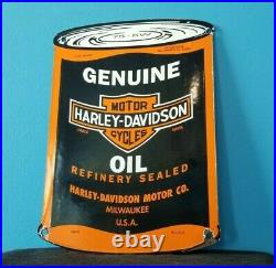 Vintage Harley Davidson Motorcycles Porcelain Gas Service Motor Oil Quart Sign