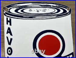 Vintage Havoline Motor Oil Can Porcelain Sign Gasoline Gas Station Pump Plate