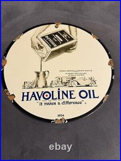 Vintage Havoline Oil Medium Motor Oil Metal Sign 12