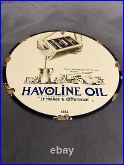 Vintage Havoline Oil Medium Motor Oil Metal Sign 12