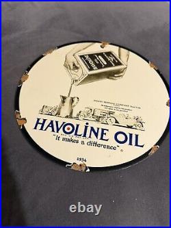 Vintage Havoline Oil Medium Motor Oil Metal Sign 12