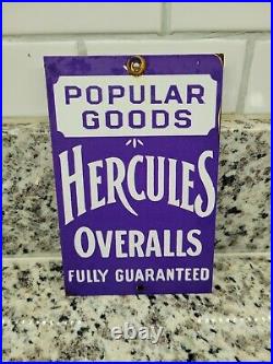 Vintage Hercules Sign Metal Overalls Gas Motor Oil Sale Service Factory Clothing