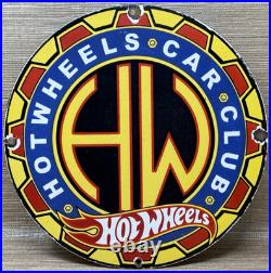 Vintage Hot Wheels Porcelain Sign Dealership Gas Station Dino Motor Oil