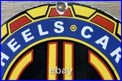 Vintage Hot Wheels Porcelain Sign Dealership Gas Station Dino Motor Oil