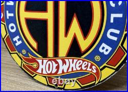 Vintage Hot Wheels Porcelain Sign Dealership Gas Station Dino Motor Oil