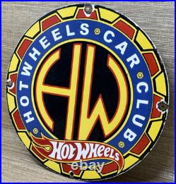 Vintage Hot Wheels Porcelain Sign Dealership Gas Station Dino Motor Oil