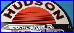 Vintage Hudson Motor Oil Gas Pump Plate Service Station Hi-octane Tanker Sign Vintage Hudson Motor Oil Gas Pump Plate Service Station Hi-octane Tanker Sign