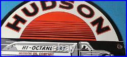 Vintage Hudson Motor Oil Gas Pump Plate Service Station Hi-octane Tanker Sign