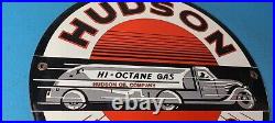 Vintage Hudson Motor Oil Gas Pump Plate Service Station Hi-octane Tanker Sign