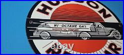 Vintage Hudson Motor Oil Gas Pump Plate Service Station Hi-octane Tanker Sign