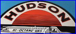 Vintage Hudson Motor Oil Gas Pump Plate Service Station Hi-octane Tanker Sign