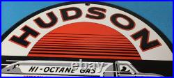 Vintage Hudson Motor Oil Gas Pump Plate Service Station Hi-octane Tanker Sign Vintage Hudson Motor Oil Gas Pump Plate Service Station Hi-octane Tanker Sign