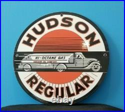 Vintage Hudson Motor Oil Truck Pump Service Station Tanker Truck Chevrolet Sign