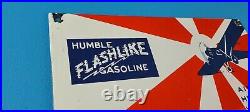 Vintage Humble Gasoline Porcelain Humble Motor Gas Oil Service Station Pump Sign