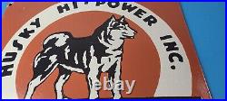 Vintage Husky Gasoline Sign Hi Power Gas Motor Oil Pump Porcelain Sign