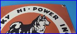 Vintage Husky Gasoline Sign Hi Power Gas Motor Oil Pump Porcelain Sign