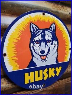 Vintage Husky Porcelain Sign Motor Oil Gasoline Company Auto Service Company 12