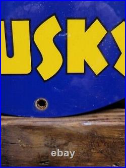 Vintage Husky Porcelain Sign Motor Oil Gasoline Company Auto Service Company 12