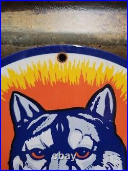 Vintage Husky Porcelain Sign Motor Oil Gasoline Company Auto Service Company 12