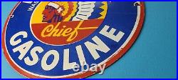 Vintage Idaho Gasoline Porcelain Chief Gas Motor Oil Service Station Pump Sign