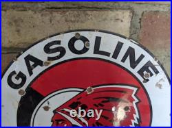 Vintage Indian Aerolene Oil Products Porcelain Gas Pump Sign Motor Oil 12