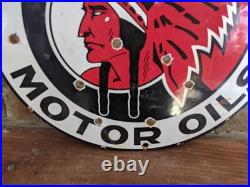 Vintage Indian Aerolene Oil Products Porcelain Gas Pump Sign Motor Oil 12