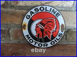 Vintage Indian Chief Gasoline Porcelain Gas Pump Door Sign Motor Oil 6