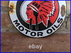 Vintage Indian Chief Gasoline Porcelain Gas Pump Door Sign Motor Oil 6