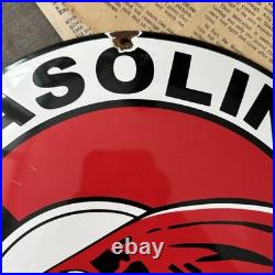 Vintage Indian Gasoline Motor Oils 12 Inch Convex Porcelain Enamel Sign