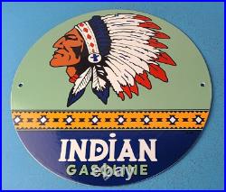 Vintage Indian Gasoline Porcelain Chief Gas Motor Oil Service Station Pump Sign