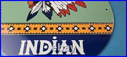 Vintage Indian Gasoline Porcelain Chief Gas Motor Oil Service Station Pump Sign