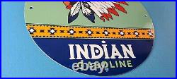 Vintage Indian Gasoline Porcelain Chief Gas Motor Oil Service Station Pump Sign