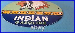 Vintage Indian Gasoline Porcelain Chief Gas Motor Oil Service Station Pump Sign