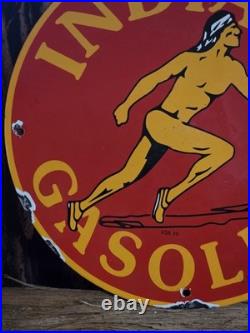 Vintage Indian Gasoline Porcelain Gas Pump Sign Motor Oil 12