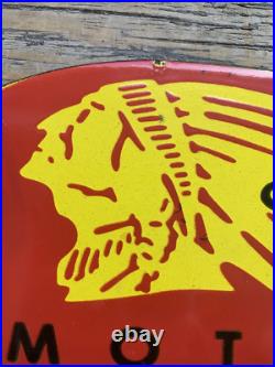 Vintage Indian Motorcycle Motor Oil Sales & Service Gasoline Gas Porcelain Sign Vintage Indian Motorcycle Motor Oil Sales & Service Gasoline Gas Porcelain Sign