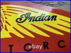 Vintage Indian Motorcycle Motor Oil Sales & Service Gasoline Gas Porcelain Sign Vintage Indian Motorcycle Motor Oil Sales & Service Gasoline Gas Porcelain Sign