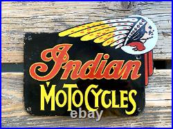 Vintage Indian Motorcycles Chief Motor Oil Sales & Service Gas Porcelain Sign