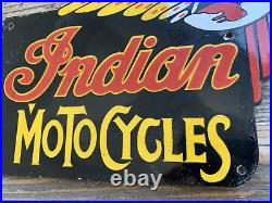 Vintage Indian Motorcycles Chief Motor Oil Sales & Service Gas Porcelain Sign