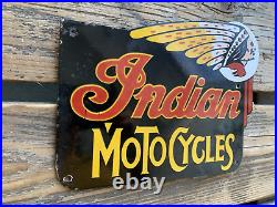 Vintage Indian Motorcycles Chief Motor Oil Sales & Service Gas Porcelain Sign