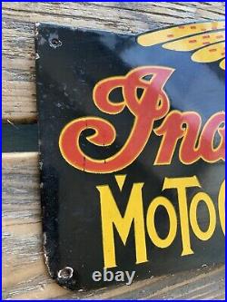 Vintage Indian Motorcycles Chief Motor Oil Sales & Service Gas Porcelain Sign