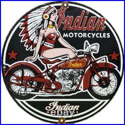 Vintage Indian Motorcycles Porcelain Sign Dealership Motor Bike Harley Gas Oil