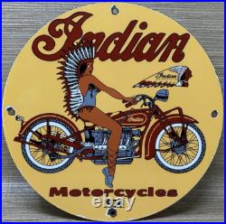 Vintage Indian Motorcycles Porcelain Sign Dealership Motor Bike Harley Gas Oil