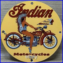 Vintage Indian Motorcycles Porcelain Sign Dealership Motor Bike Harley Gas Oil