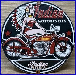 Vintage Indian Motorcycles Porcelain Sign Dealership Motor Bike Harley Gas Oil